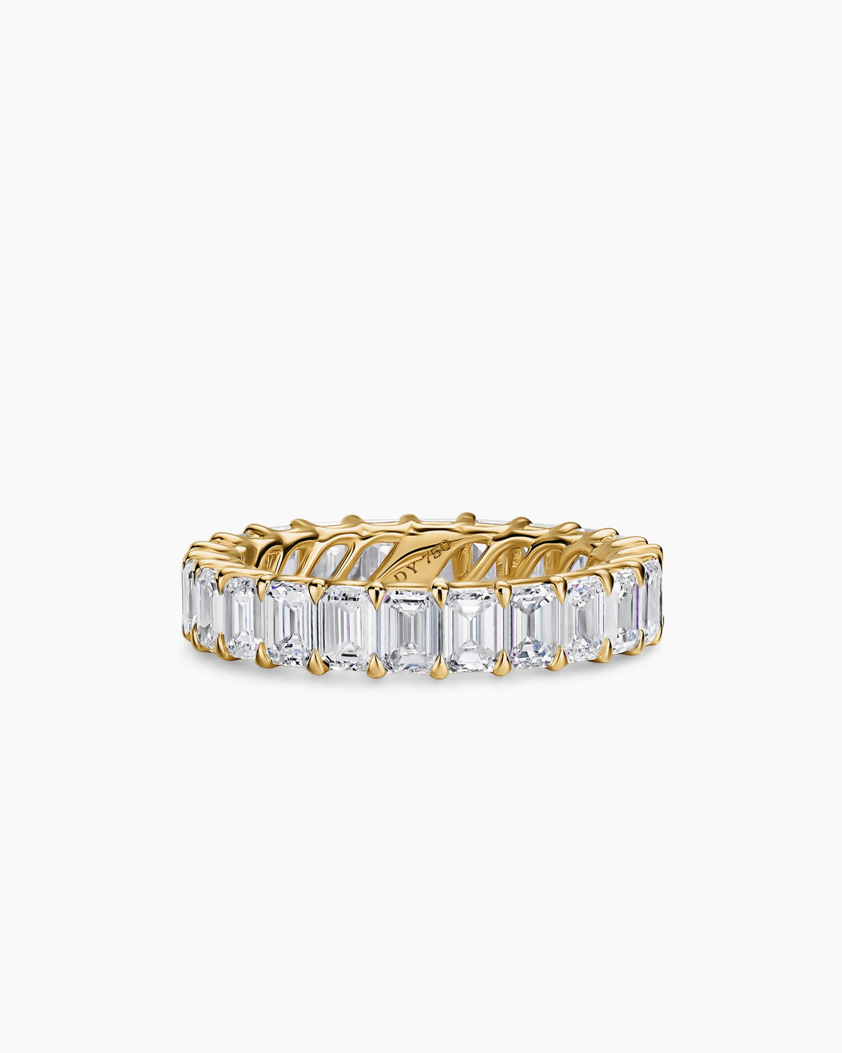 David Yurman Emerald Cut Band Ring in 18K Yellow Gold with Diamonds, 4.2mm David Yurman Women’s|Wedding