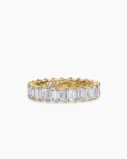 David Yurman Emerald Cut Band Ring in 18K Yellow Gold with Diamonds, 4.2mm David Yurman Women’s|Wedding
