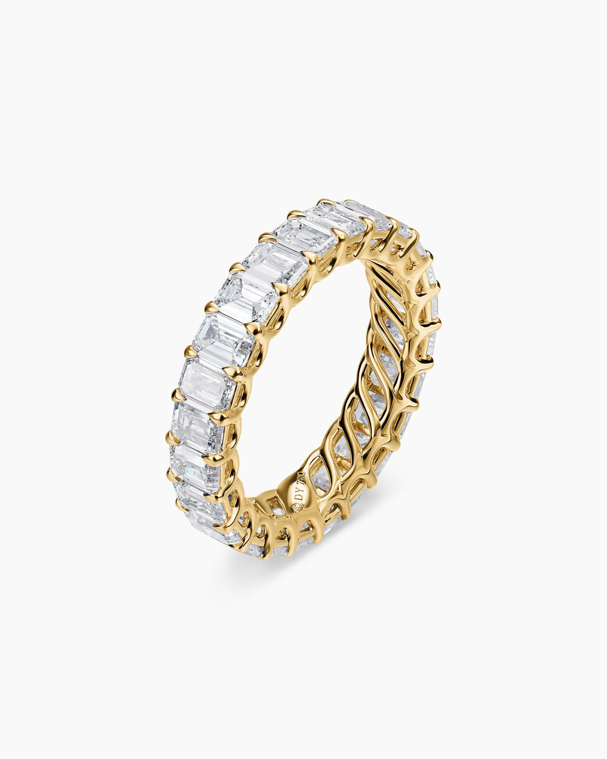David Yurman Emerald Cut Band Ring in 18K Yellow Gold with Diamonds, 4.2mm David Yurman Women’s|Wedding