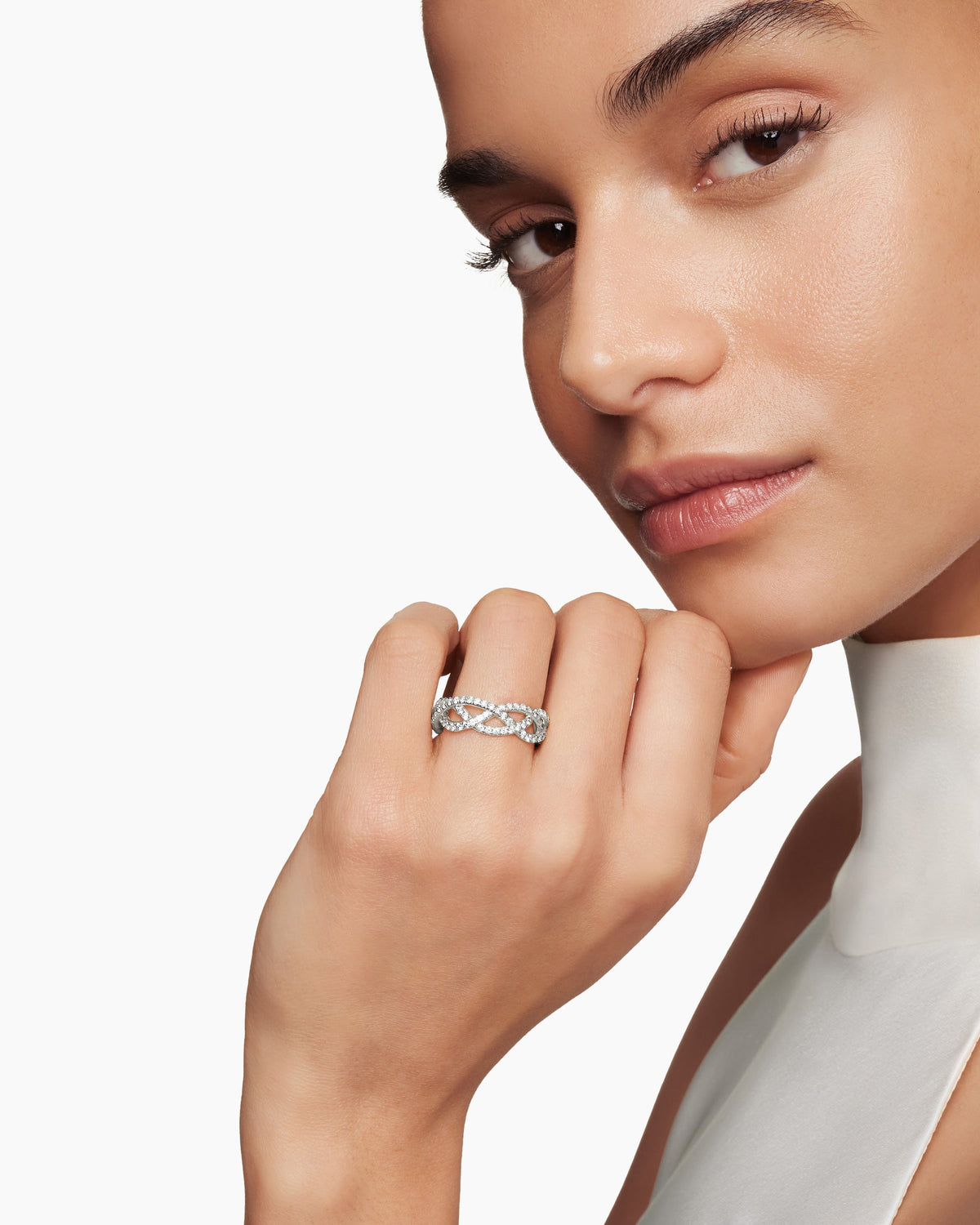 David Yurman Wisteria Band Ring in Platinum with Diamonds, 7.3mm David Yurman Women’s|Wedding