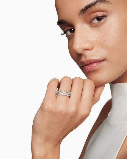 David Yurman Wisteria Band Ring in Platinum with Diamonds, 7.3mm David Yurman Women’s|Wedding