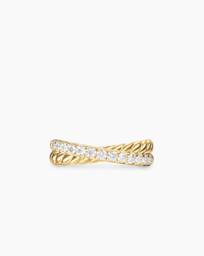 David Yurman Crossover Two Row Ring in 18K Yellow Gold with Diamonds, 5mm David Yurman Women’s