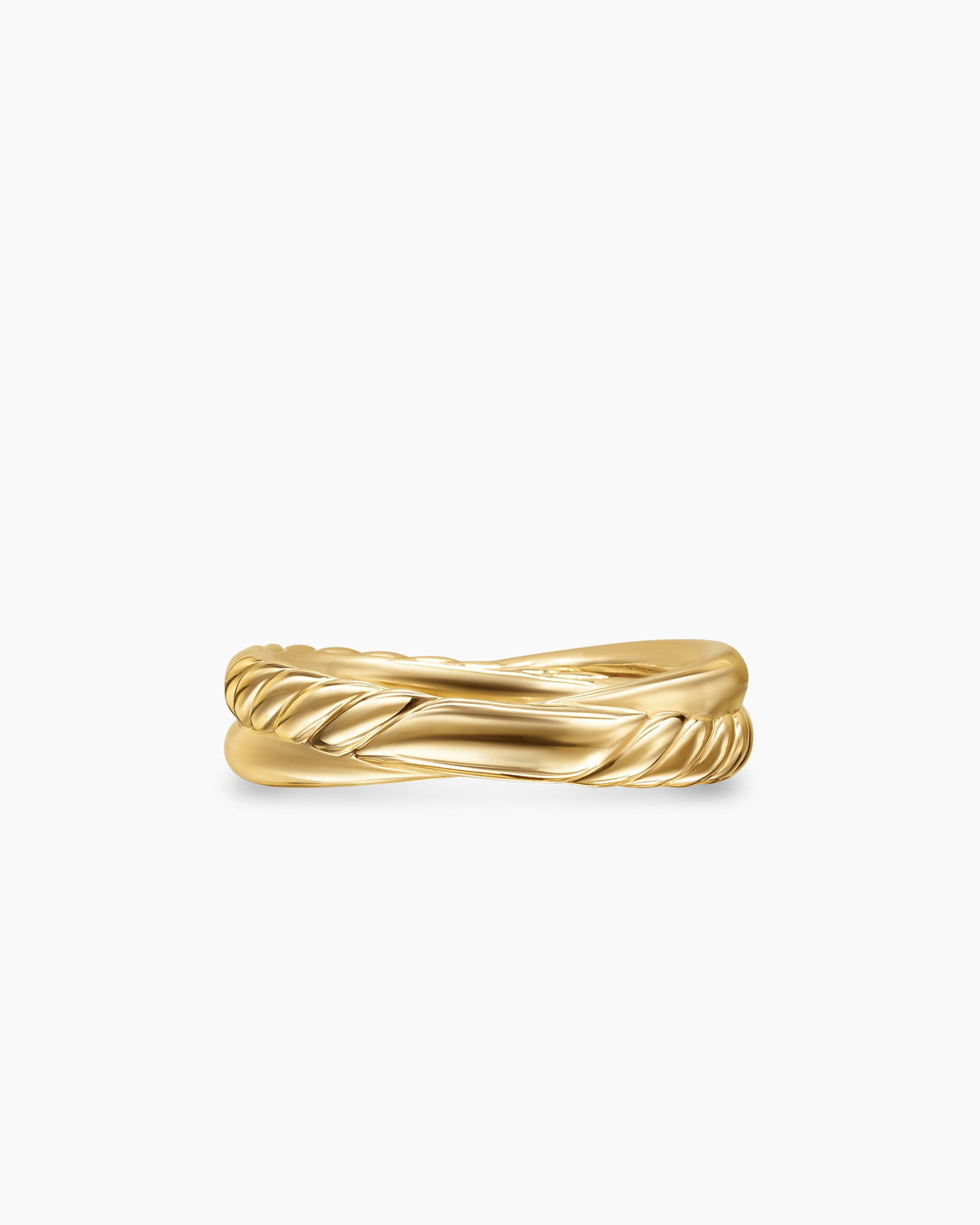David Yurman Crossover Two Row Ring in 18K Yellow Gold with Diamonds, 5mm David Yurman Women’s