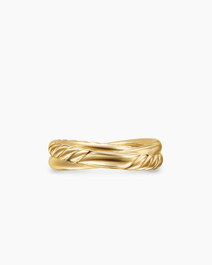 David Yurman Crossover Two Row Ring in 18K Yellow Gold with Diamonds, 5mm David Yurman Women’s