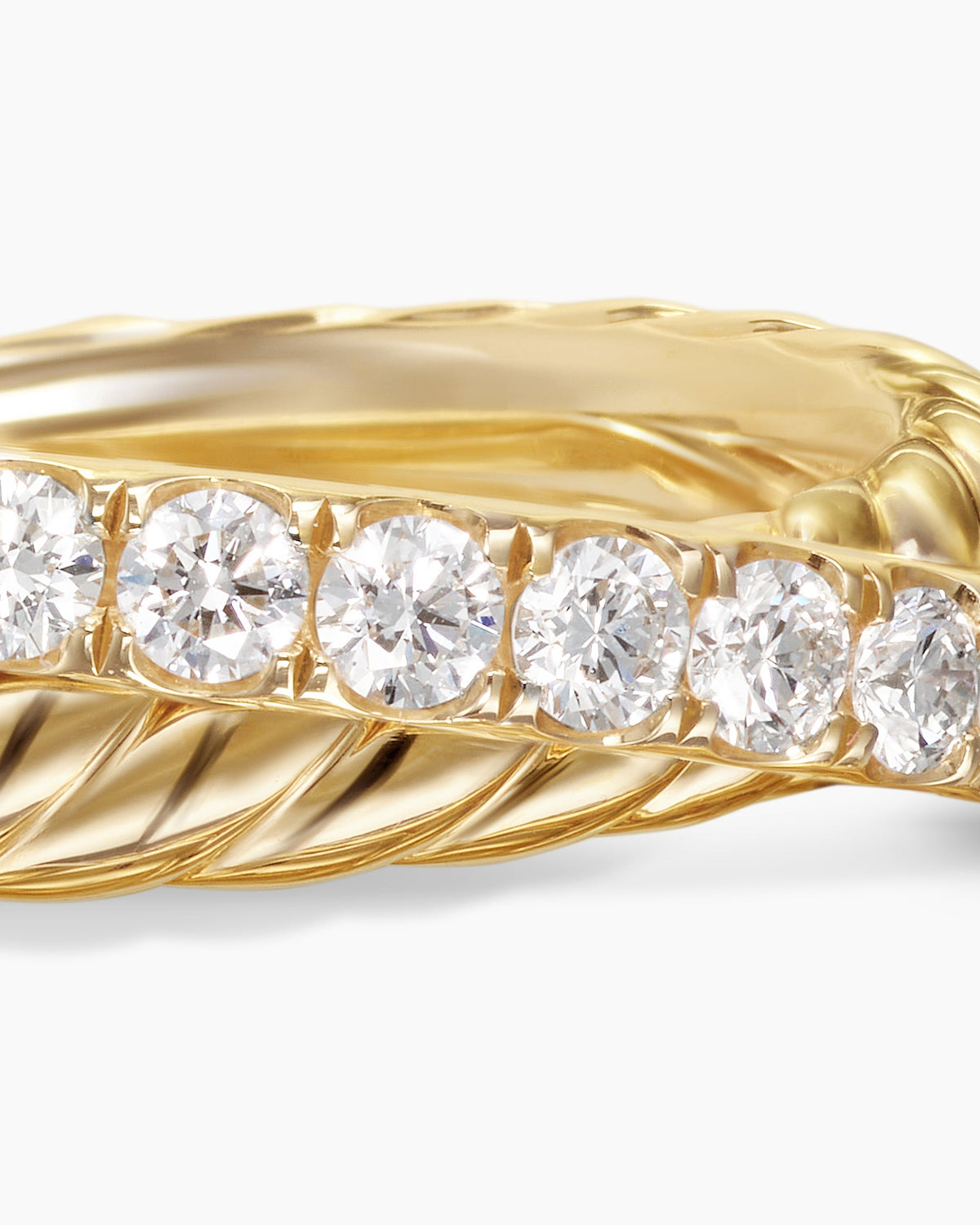 David Yurman Crossover Two Row Ring in 18K Yellow Gold with Diamonds, 5mm David Yurman Women’s
