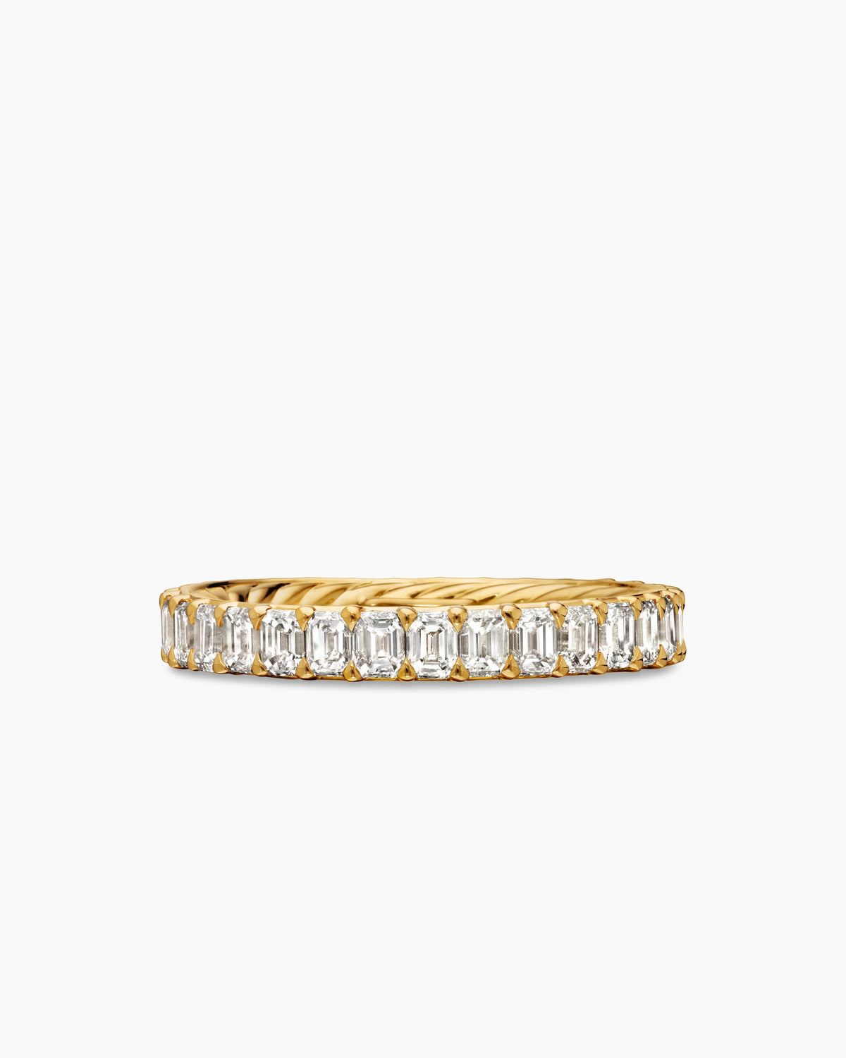 David Yurman DY Eden Emerald Diamond Eternity Band Ring in 18K Yellow Gold, 3.5mm David Yurman Women’s|Wedding