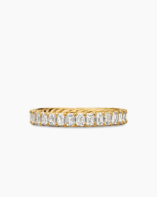David Yurman DY Eden Emerald Diamond Eternity Band Ring in 18K Yellow Gold, 3.5mm David Yurman Women’s|Wedding