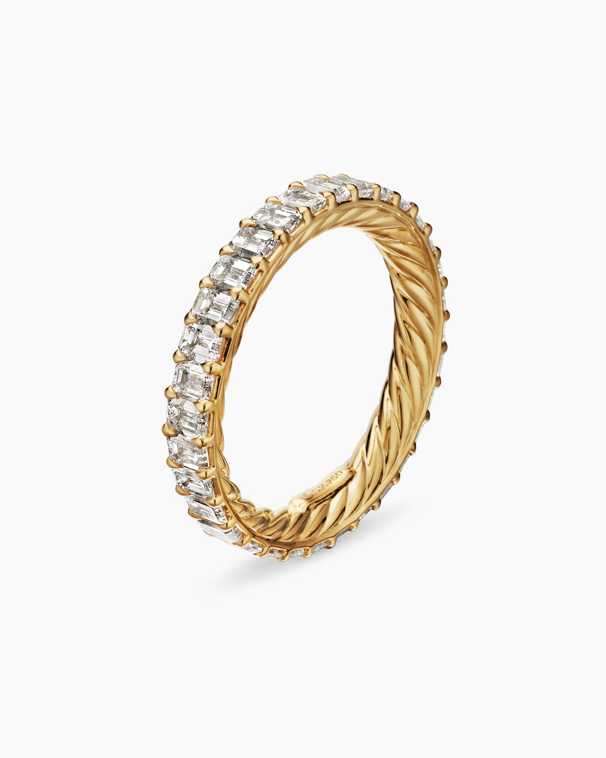 David Yurman DY Eden Emerald Diamond Eternity Band Ring in 18K Yellow Gold, 3.5mm David Yurman Women’s|Wedding