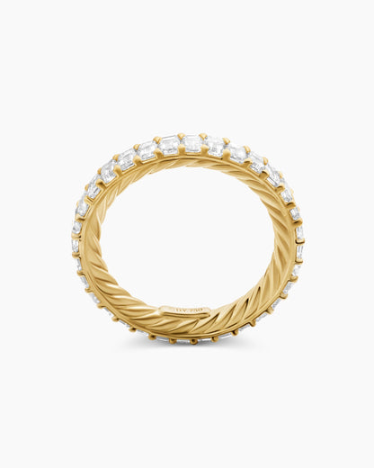 David Yurman DY Eden Emerald Diamond Eternity Band Ring in 18K Yellow Gold, 3.5mm David Yurman Women’s|Wedding