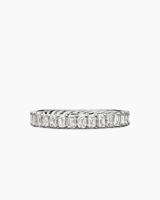 David Yurman DY Eden Emerald Diamond Eternity Band Ring in Platinum, 3.5mm David Yurman Women’s|Wedding