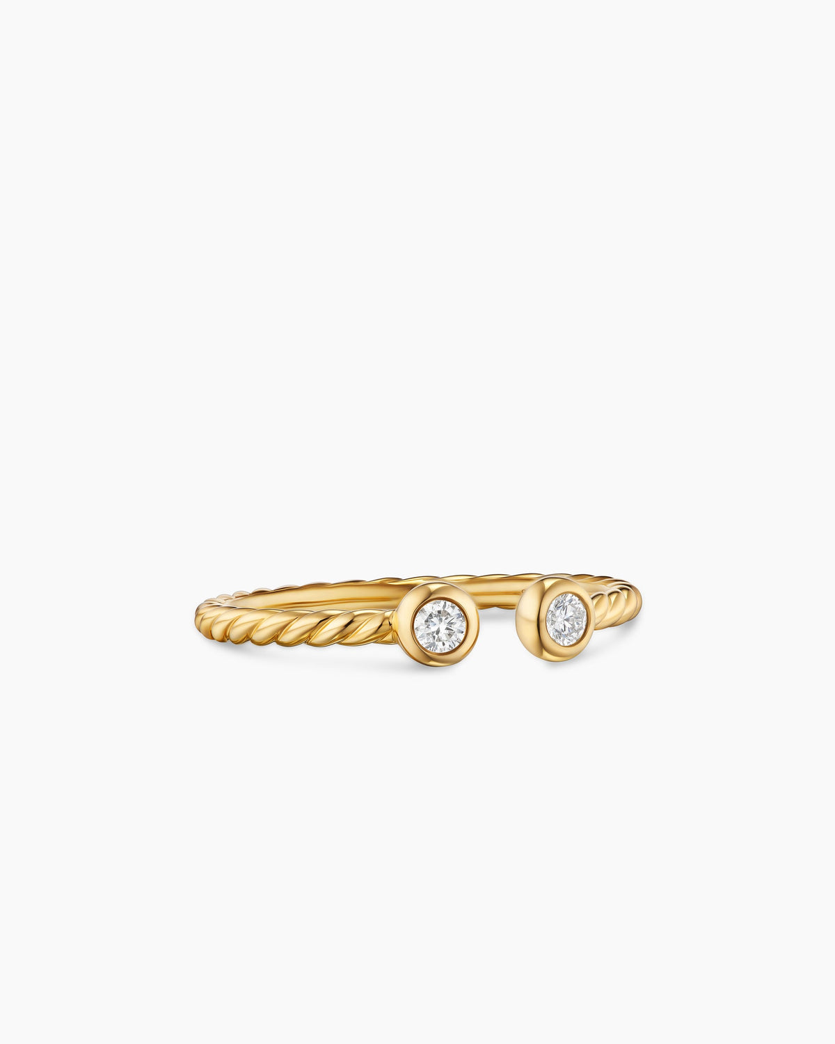 David Yurman Cable Open Round Ring in 18K Yellow Gold with Diamonds, 1.7mm David Yurman Women’s