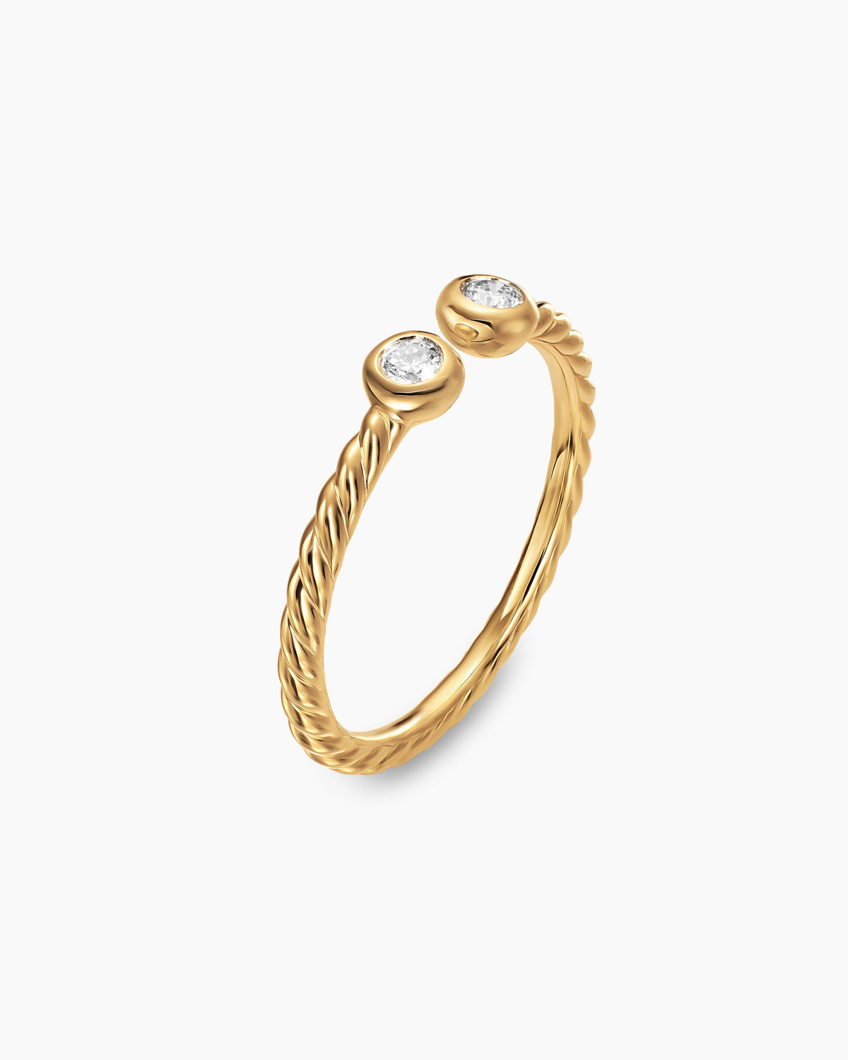 David Yurman Cable Open Round Ring in 18K Yellow Gold with Diamonds, 1.7mm David Yurman Women’s