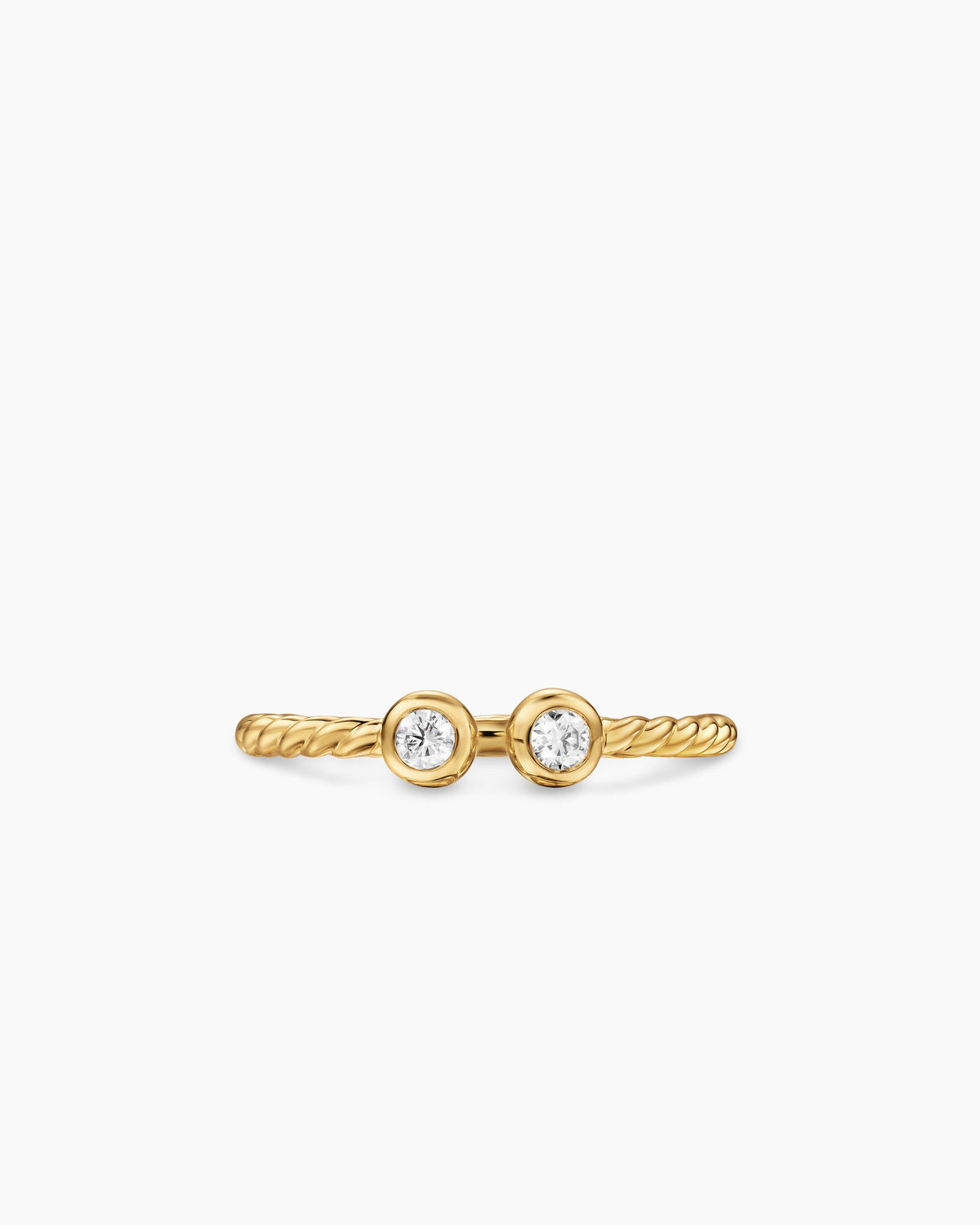 David Yurman Cable Open Round Ring in 18K Yellow Gold with Diamonds, 1.7mm David Yurman Women’s