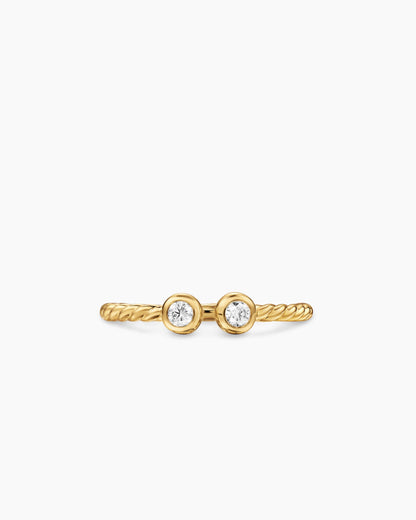 David Yurman Cable Open Round Ring in 18K Yellow Gold with Diamonds, 1.7mm David Yurman Women’s