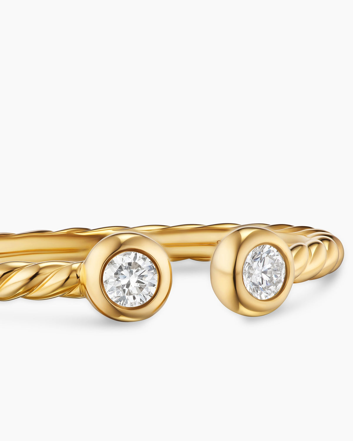David Yurman Cable Open Round Ring in 18K Yellow Gold with Diamonds, 1.7mm David Yurman Women’s