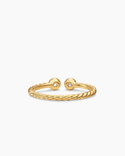 David Yurman Cable Open Round Ring in 18K Yellow Gold with Diamonds, 1.7mm David Yurman Women’s