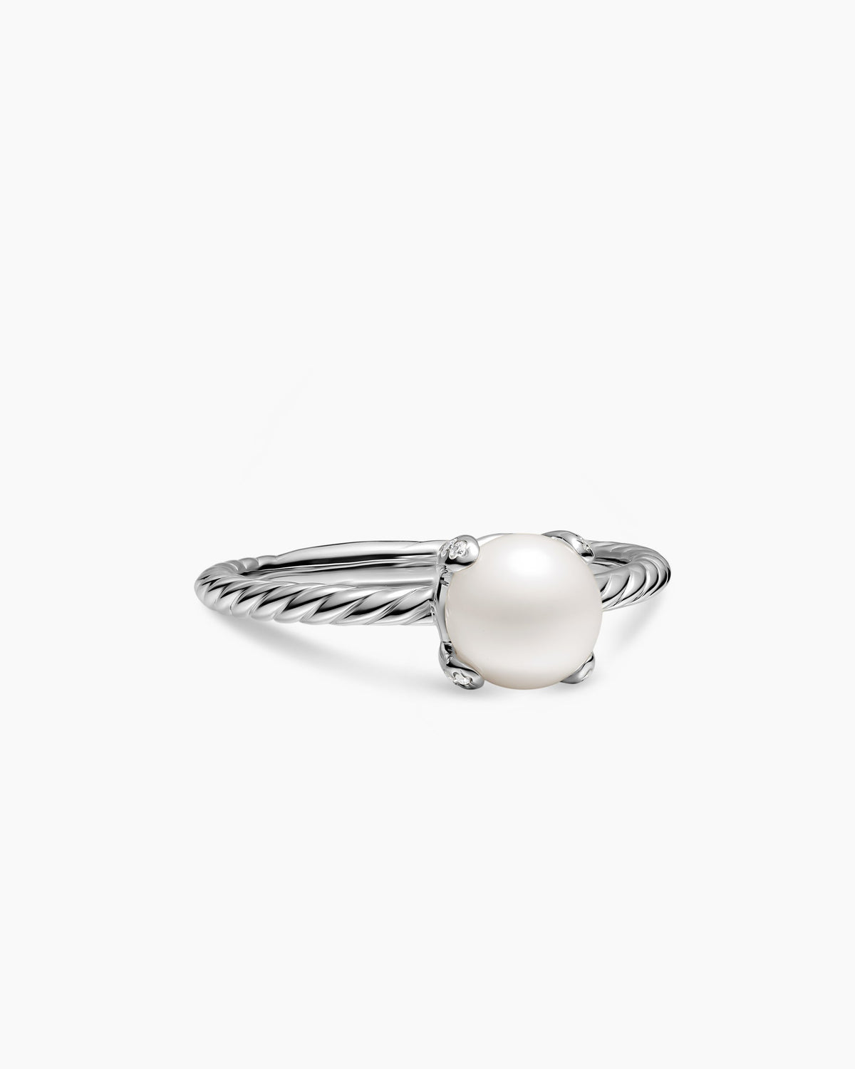 David Yurman Pearl Classics Ring in Sterling Silver with Diamonds, 2mm David Yurman Women’s