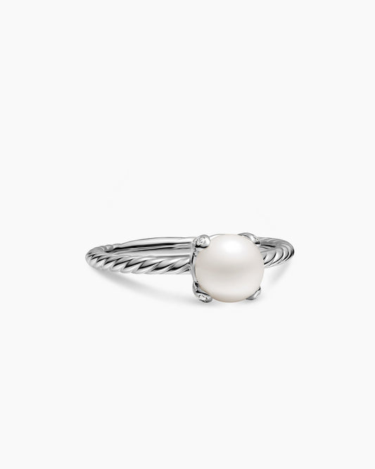 David Yurman Pearl Classics Ring in Sterling Silver with Diamonds, 2mm David Yurman Women’s