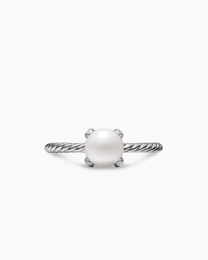 David Yurman Pearl Classics Ring in Sterling Silver with Diamonds, 2mm David Yurman Women’s