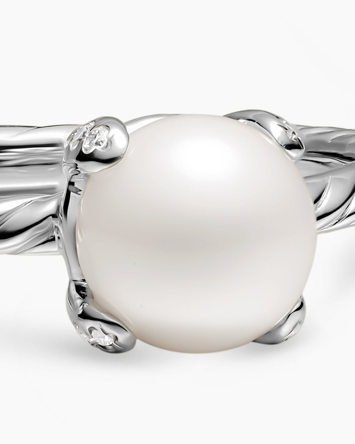 David Yurman Pearl Classics Ring in Sterling Silver with Diamonds, 2mm David Yurman Women’s