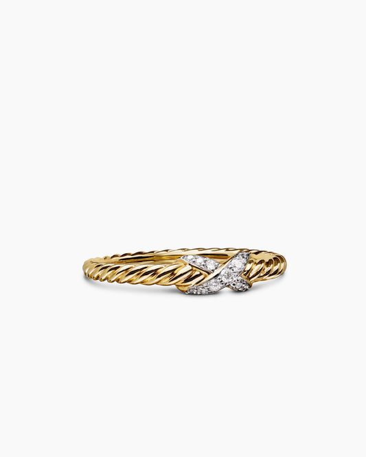 David Yurman Petite X Ring in 18K Yellow Gold with Diamonds, 1.7mm David Yurman Women’s