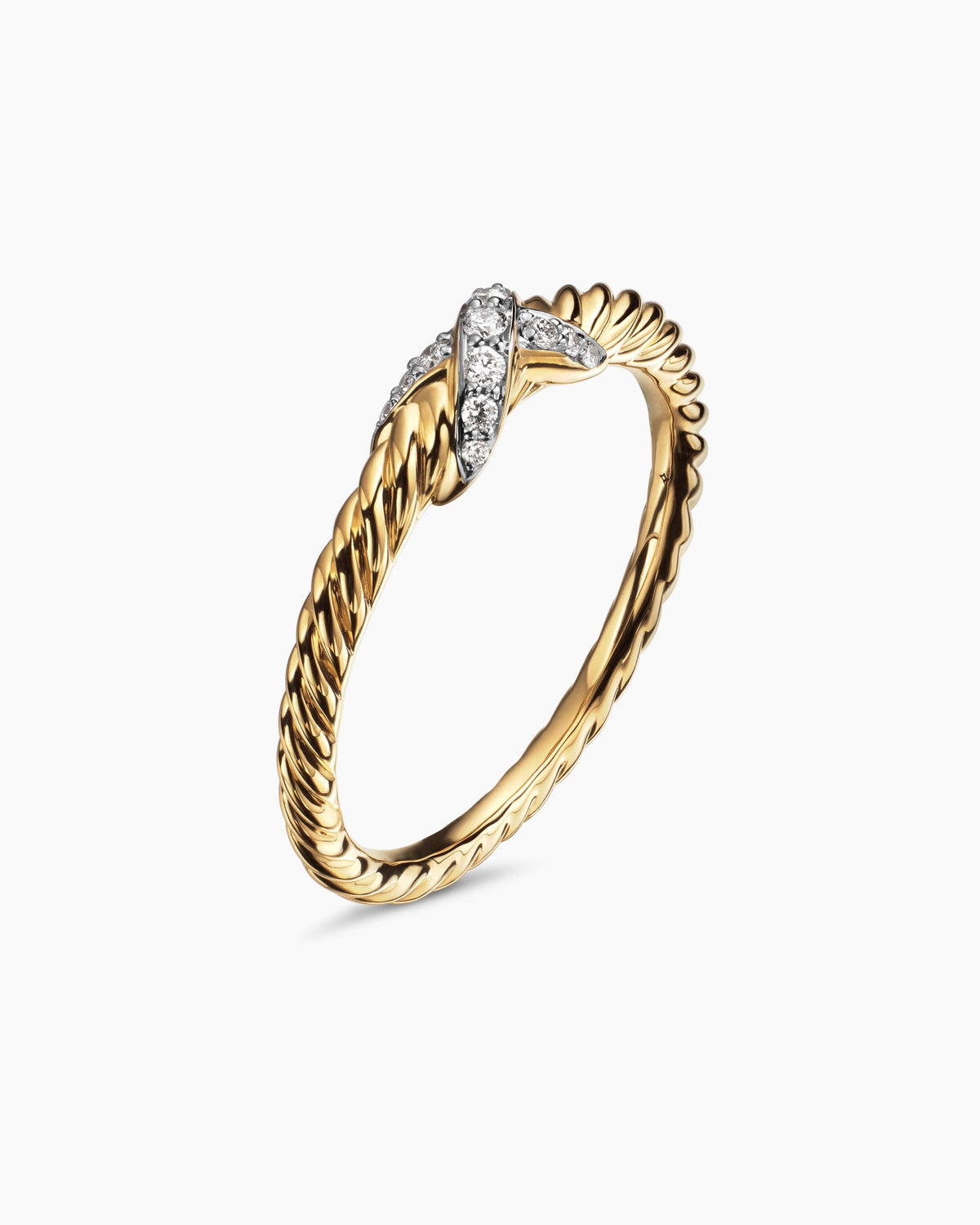 David Yurman Petite X Ring in 18K Yellow Gold with Diamonds, 1.7mm David Yurman Women’s