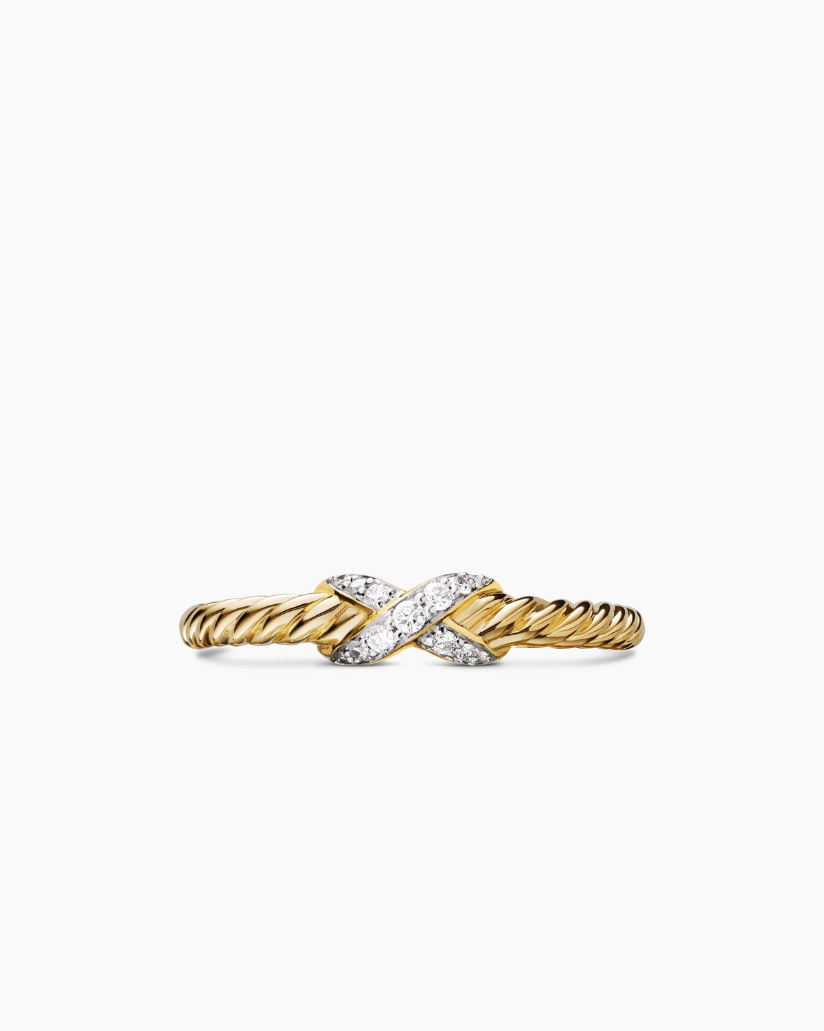 David Yurman Petite X Ring in 18K Yellow Gold with Diamonds, 1.7mm David Yurman Women’s