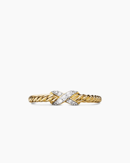 David Yurman Petite X Ring in 18K Yellow Gold with Diamonds, 1.7mm David Yurman Women’s