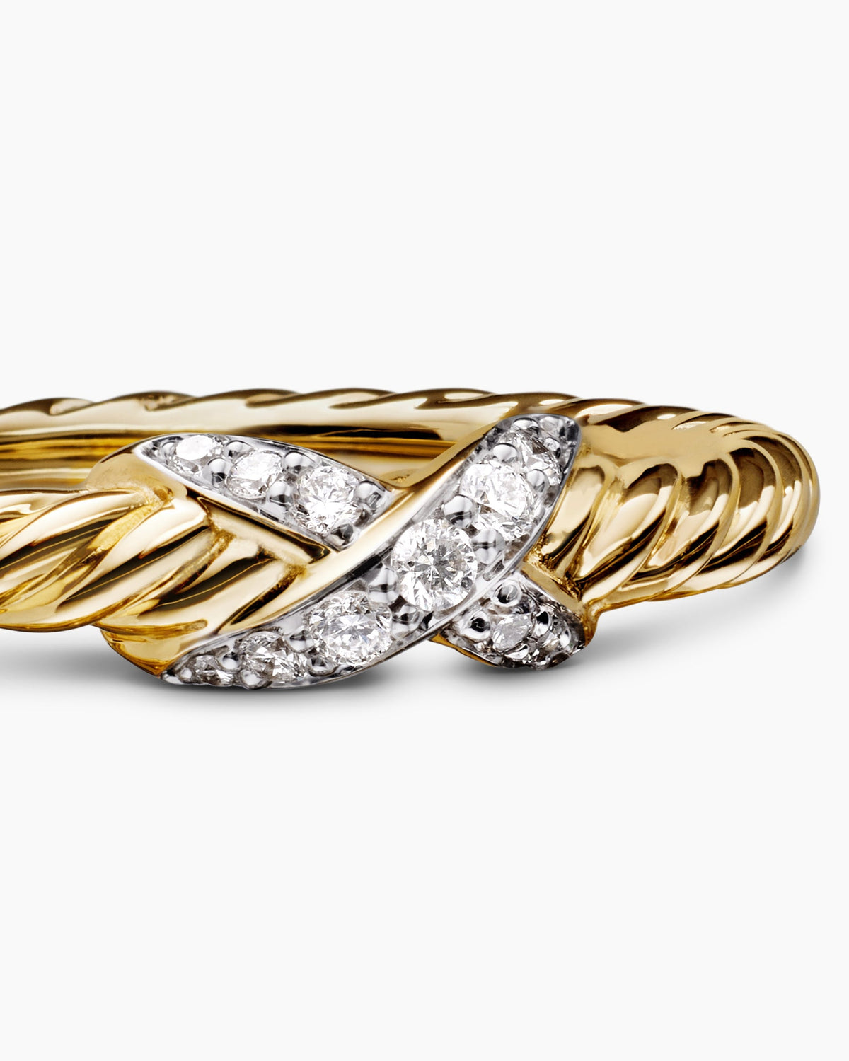 David Yurman Petite X Ring in 18K Yellow Gold with Diamonds, 1.7mm David Yurman Women’s