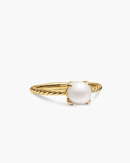 David Yurman Pearl Classics Ring in 18K Yellow Gold with Diamonds, 2mm David Yurman Women’s