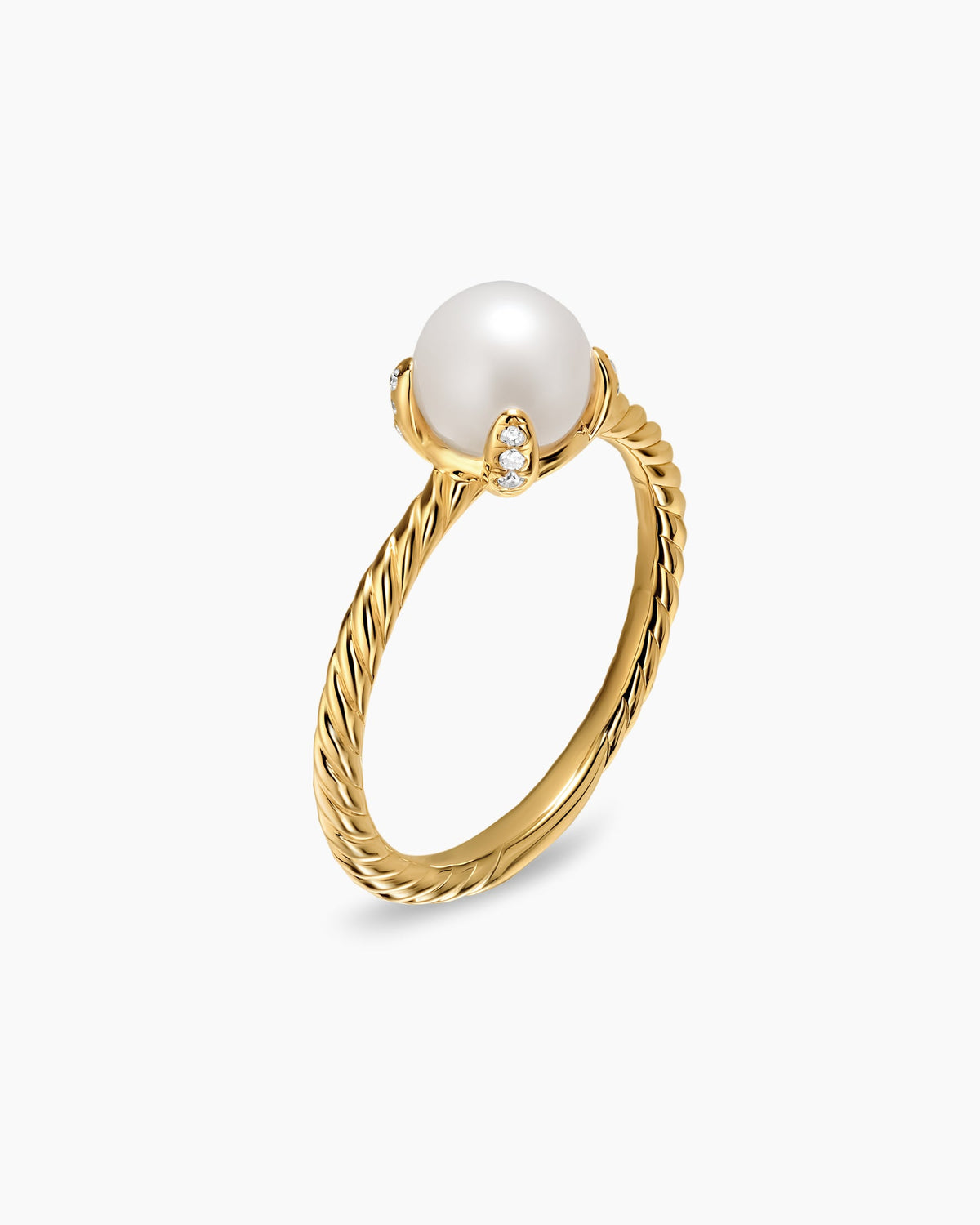 David Yurman Pearl Classics Ring in 18K Yellow Gold with Diamonds, 2mm David Yurman Women’s