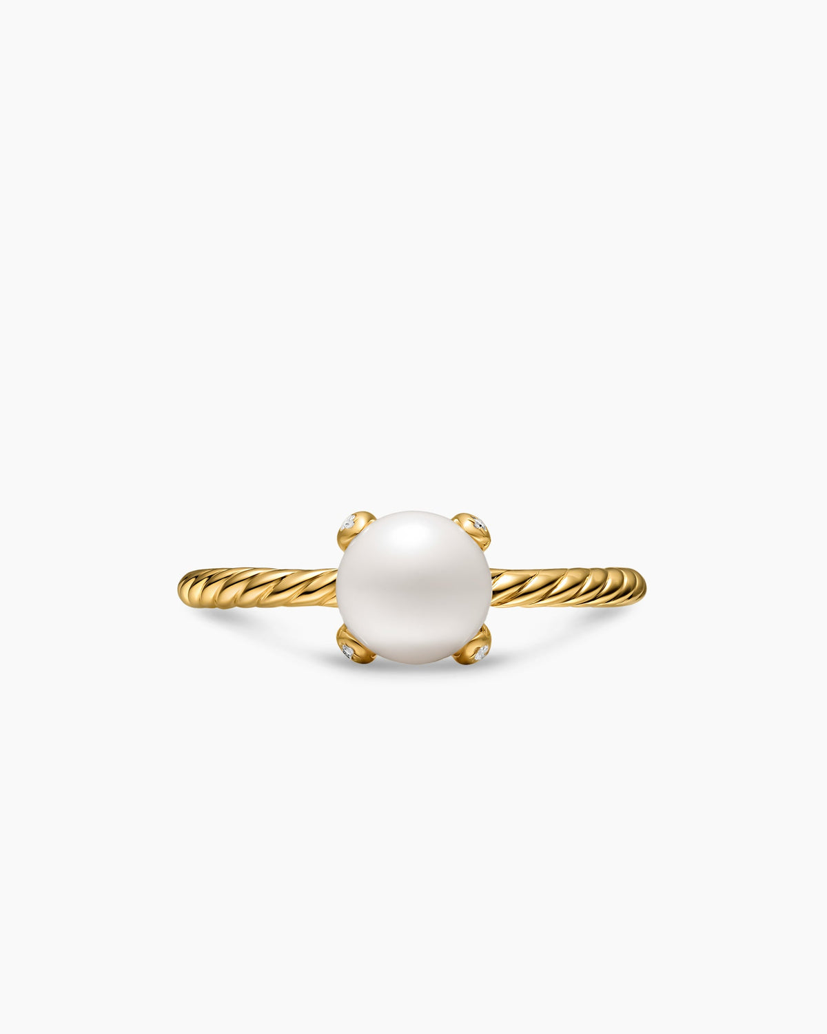 David Yurman Pearl Classics Ring in 18K Yellow Gold with Diamonds, 2mm David Yurman Women’s