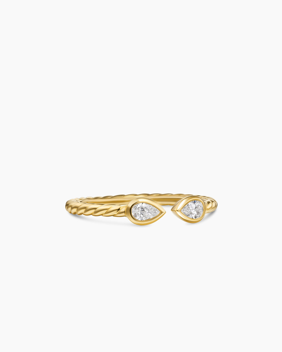 David Yurman Cable Open Pear Ring in 18K Yellow Gold with Diamonds, 1.7mm David Yurman Women’s