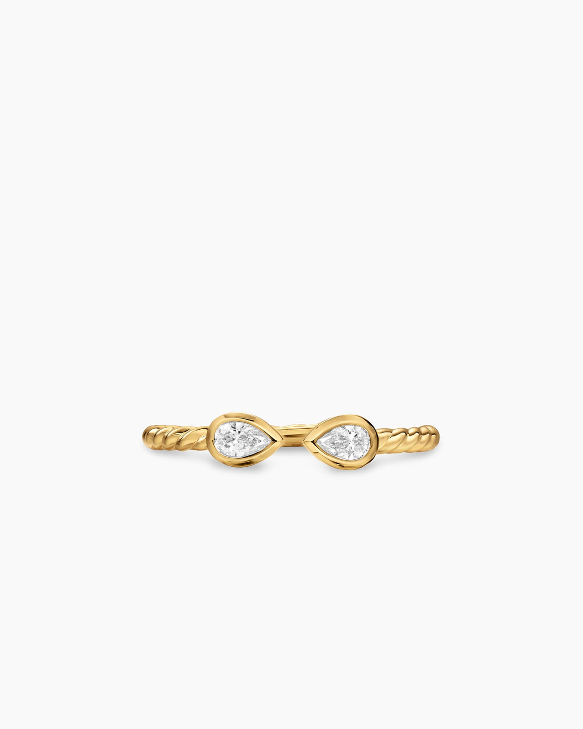 David Yurman Cable Open Pear Ring in 18K Yellow Gold with Diamonds, 1.7mm David Yurman Women’s