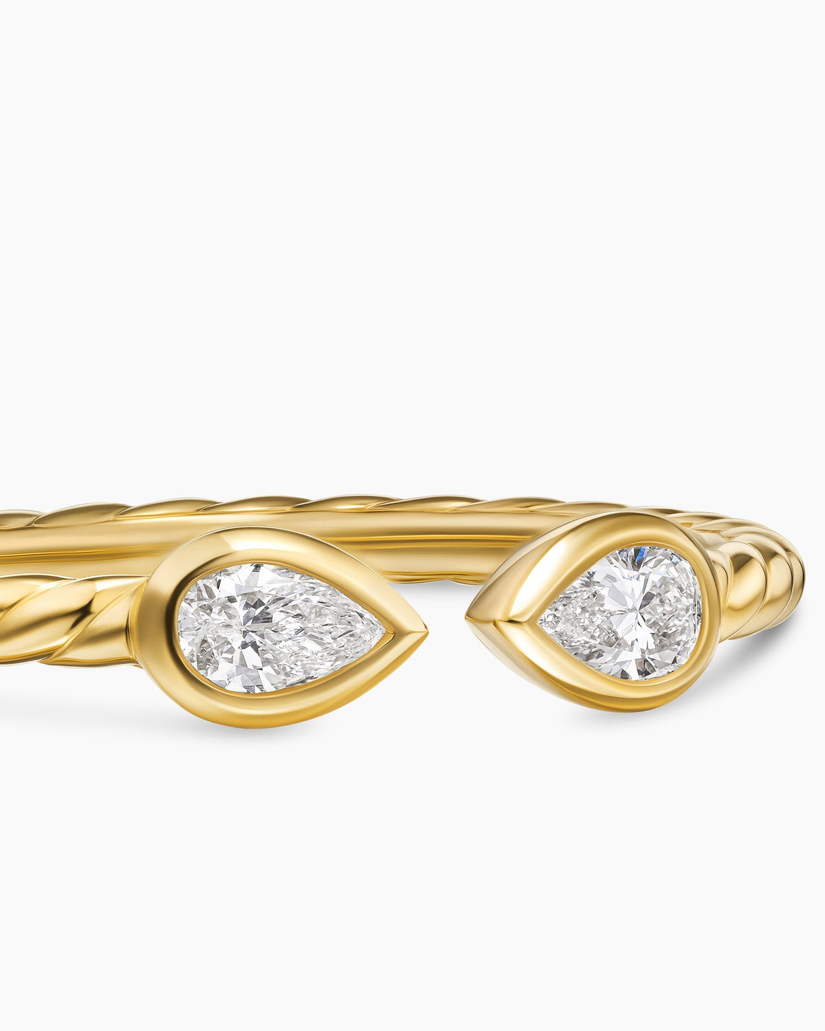 David Yurman Cable Open Pear Ring in 18K Yellow Gold with Diamonds, 1.7mm David Yurman Women’s