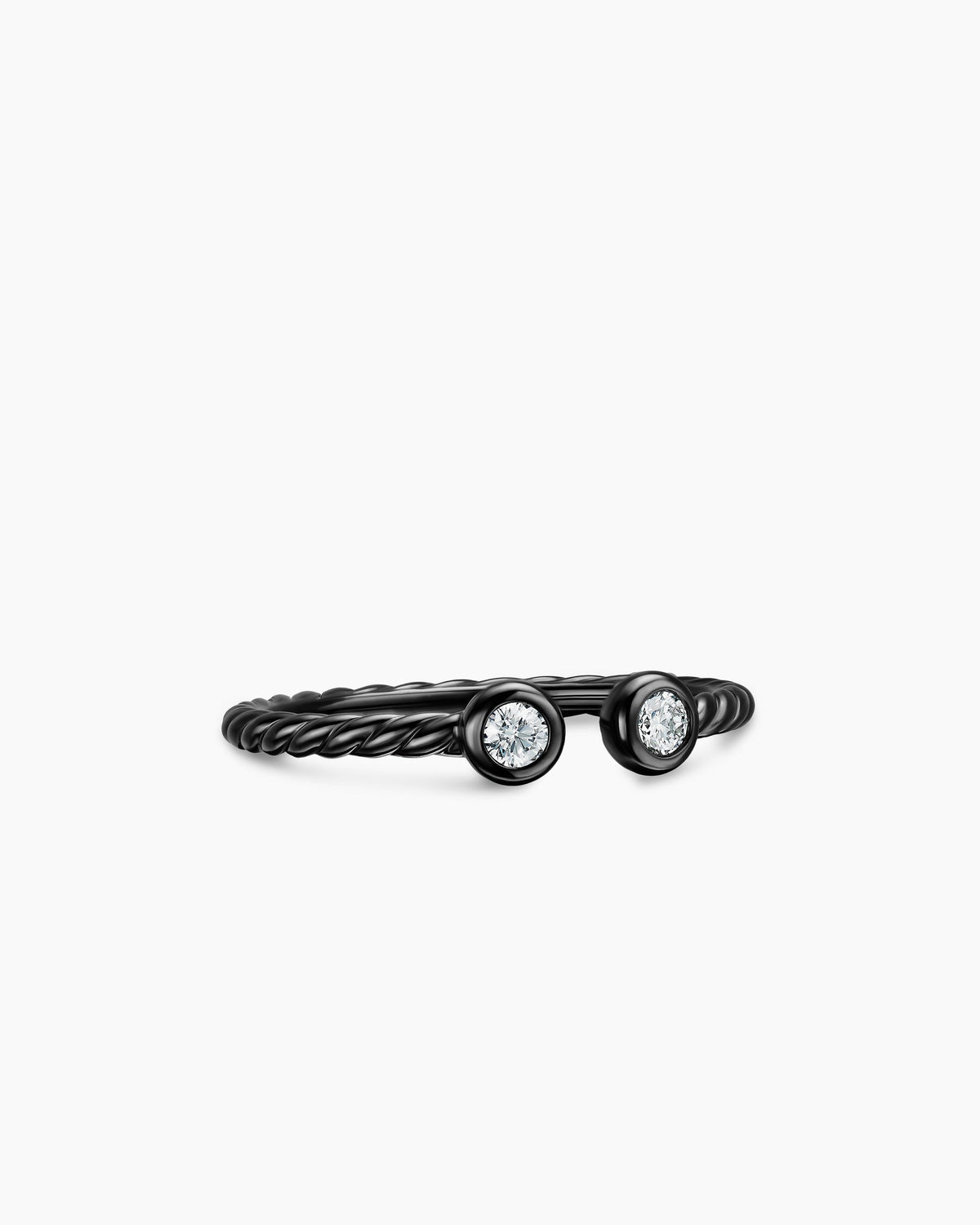 David Yurman Cable Open Round Ring in Black Titanium with Diamonds, 1.7mm David Yurman Women’s
