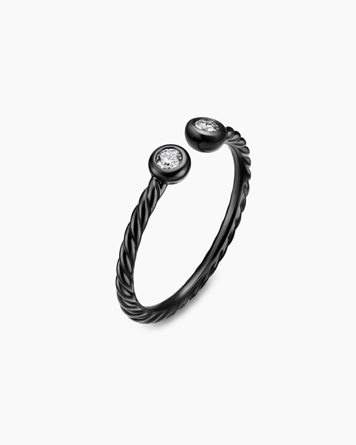 David Yurman Cable Open Round Ring in Black Titanium with Diamonds, 1.7mm David Yurman Women’s