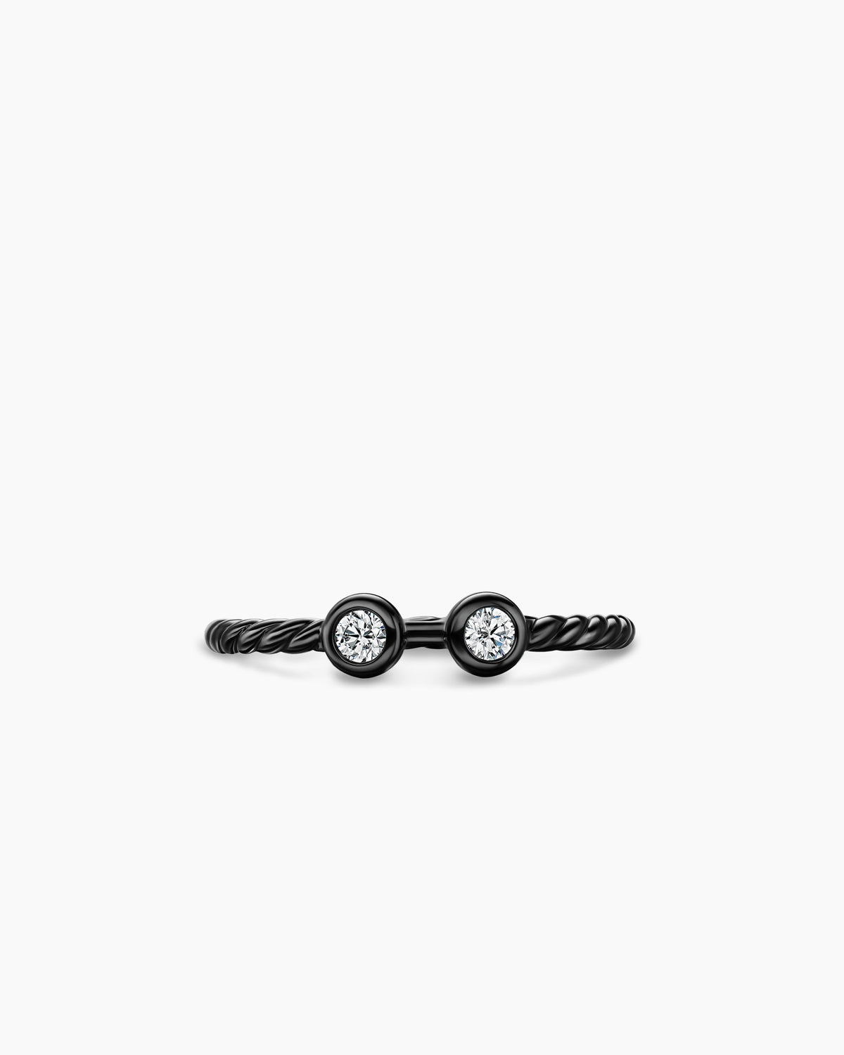 David Yurman Cable Open Round Ring in Black Titanium with Diamonds, 1.7mm David Yurman Women’s