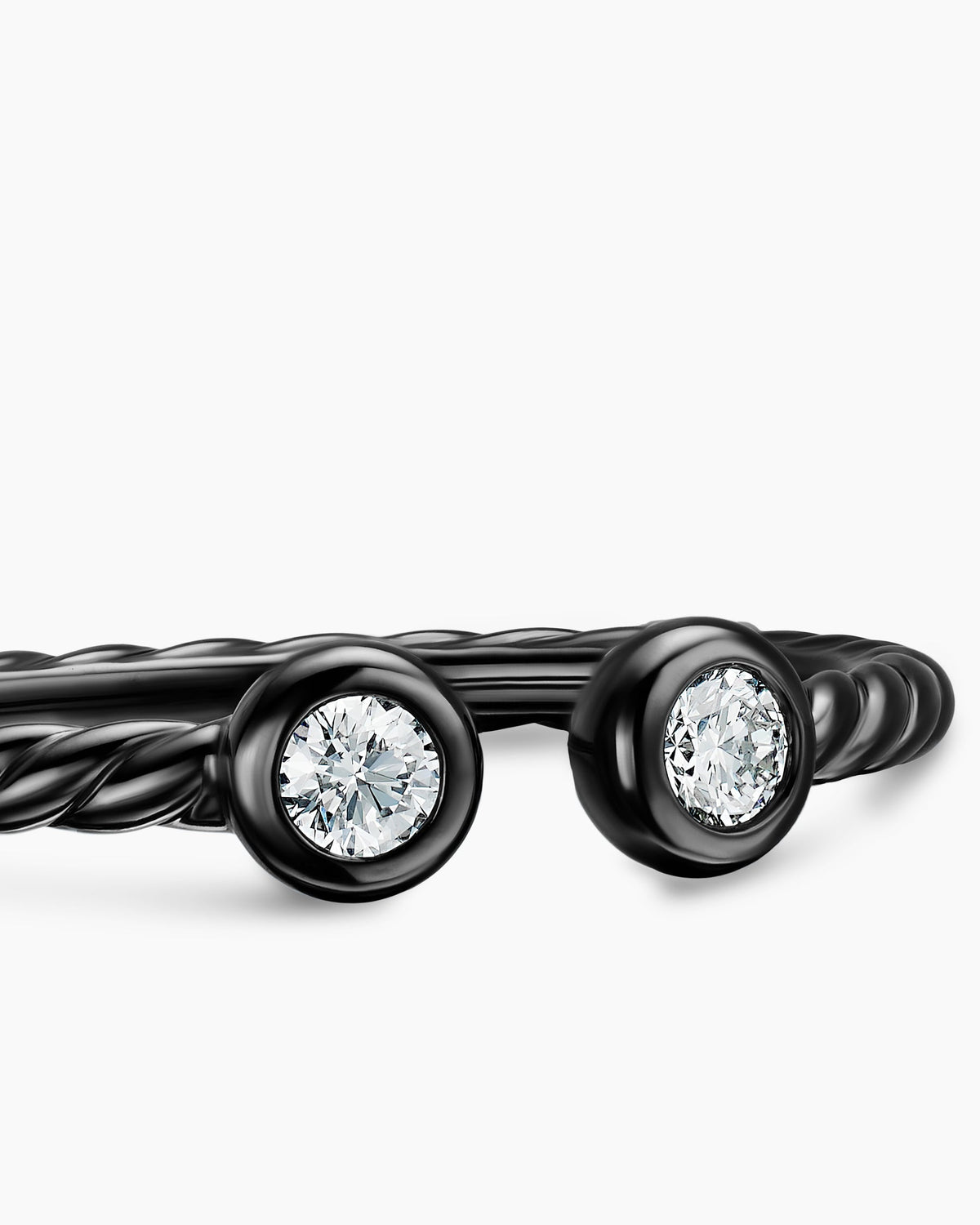 David Yurman Cable Open Round Ring in Black Titanium with Diamonds, 1.7mm David Yurman Women’s
