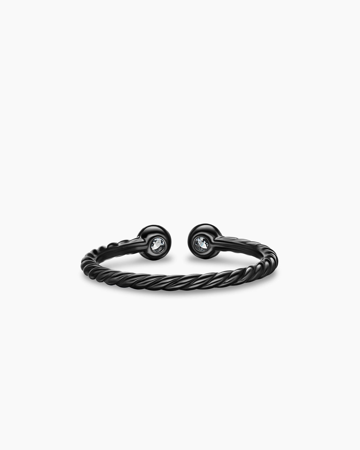 David Yurman Cable Open Round Ring in Black Titanium with Diamonds, 1.7mm David Yurman Women’s