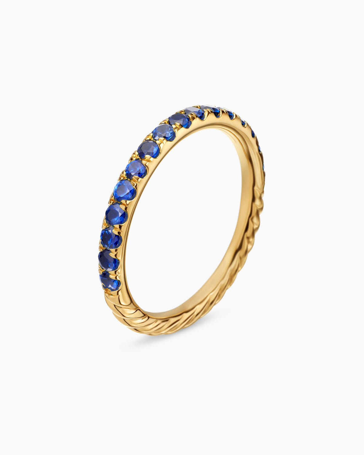 David Yurman Cable Collectibles Stack Ring in 18K Yellow Gold with Pavé, 2mm David Yurman Women’s