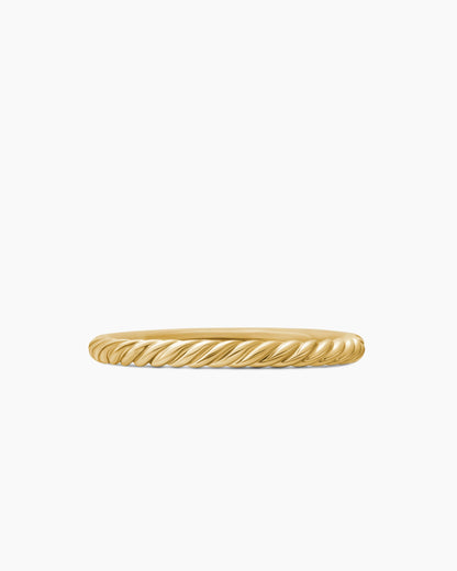 David Yurman Cable Collectibles Stack Ring in 18K Yellow Gold with Pavé, 2mm David Yurman Women’s