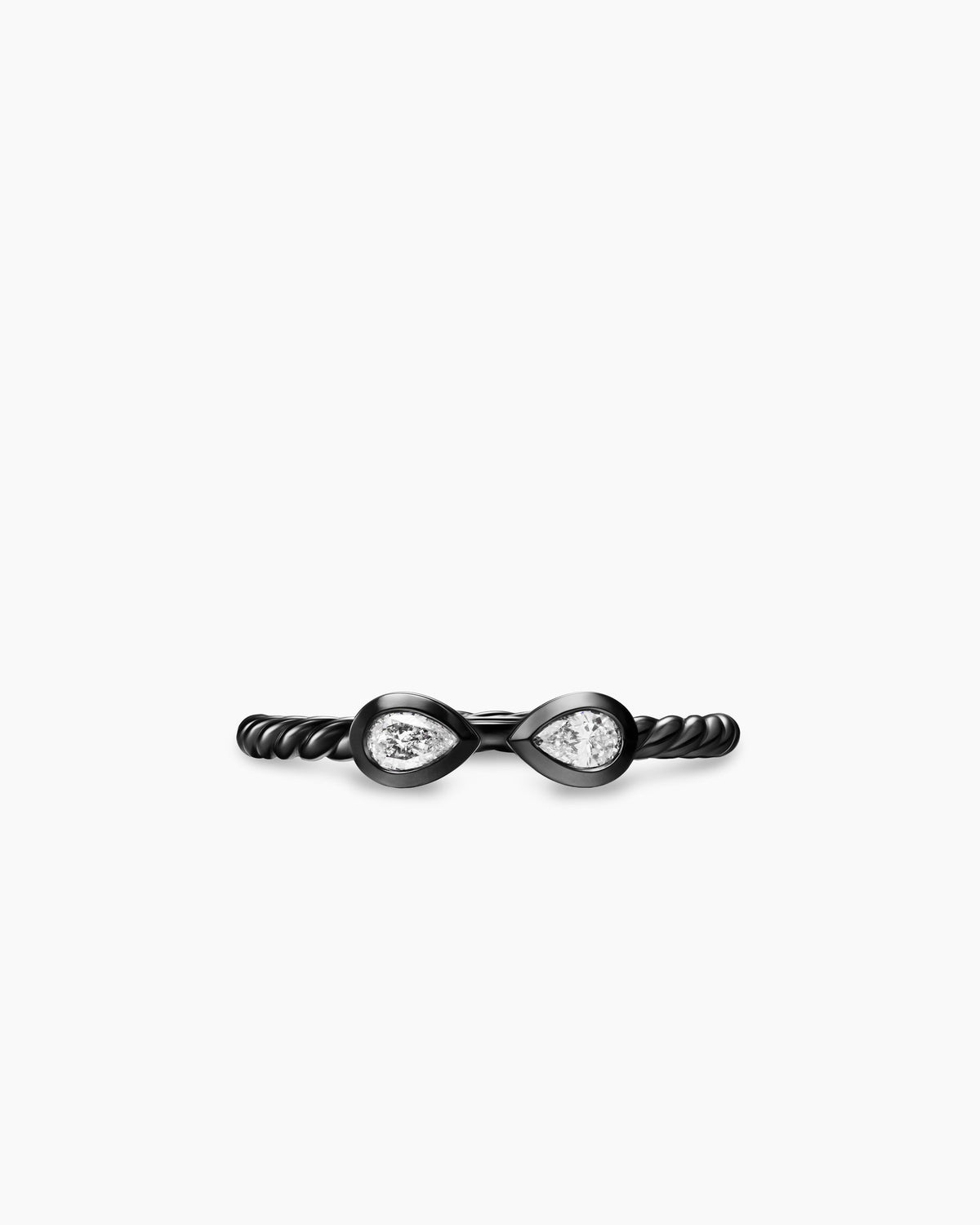 David Yurman Cable Open Pear Ring in Black Titanium with Diamonds, 1.7mm David Yurman Women’s