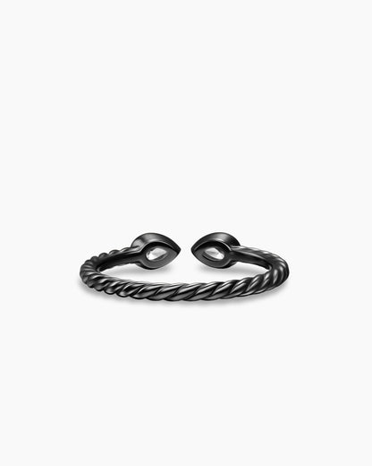 David Yurman Cable Open Pear Ring in Black Titanium with Diamonds, 1.7mm David Yurman Women’s