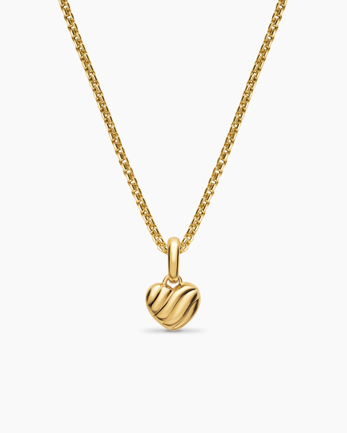 David Yurman Petite Puffy Cable Heart Amulet in 18K Yellow Gold, 7.4mm David Yurman Women’s
