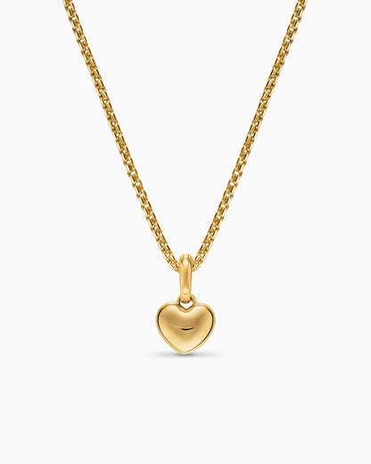 David Yurman Petite Puffy Cable Heart Amulet in 18K Yellow Gold, 7.4mm David Yurman Women’s