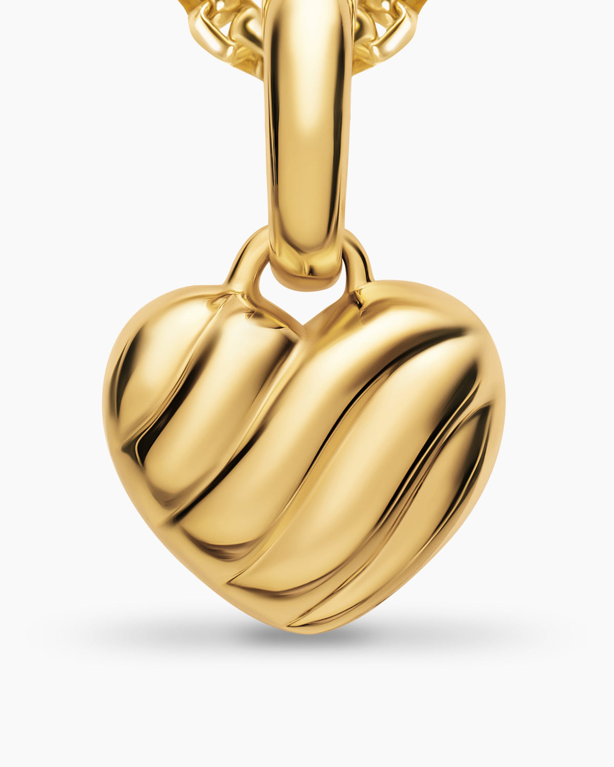 David Yurman Petite Puffy Cable Heart Amulet in 18K Yellow Gold, 7.4mm David Yurman Women’s