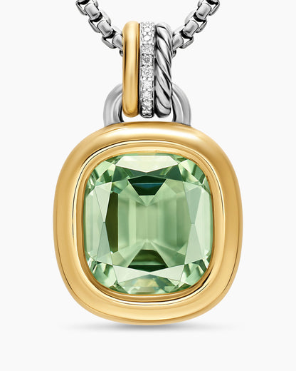 David Yurman DY Mercer® Color Amulet in Sterling Silver with 18K Yellow Gold, Prasiolite and Diamonds, 13mm David Yurman Women’s