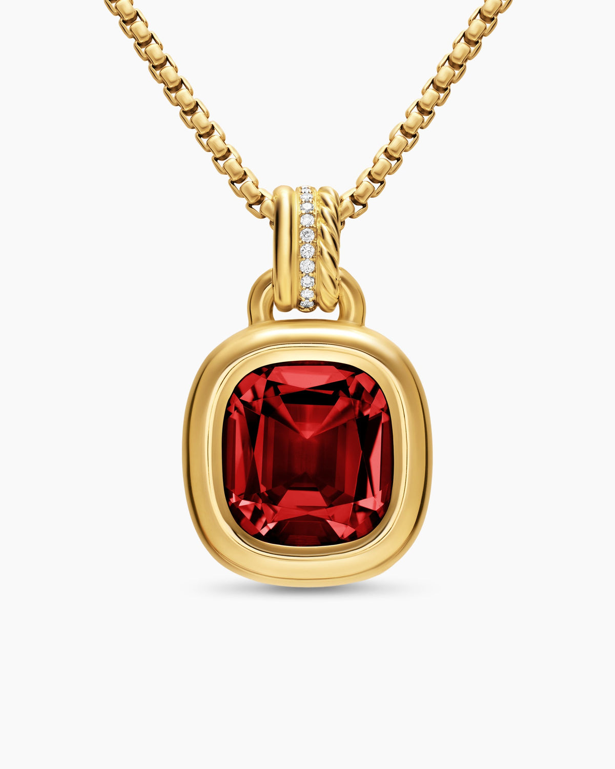 David Yurman DY Mercer® Color Amulet in 18K Yellow Gold with Rhodolite Garnet and Diamonds, 13mm David Yurman Women’s