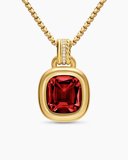 David Yurman DY Mercer® Color Amulet in 18K Yellow Gold with Rhodolite Garnet and Diamonds, 13mm David Yurman Women’s